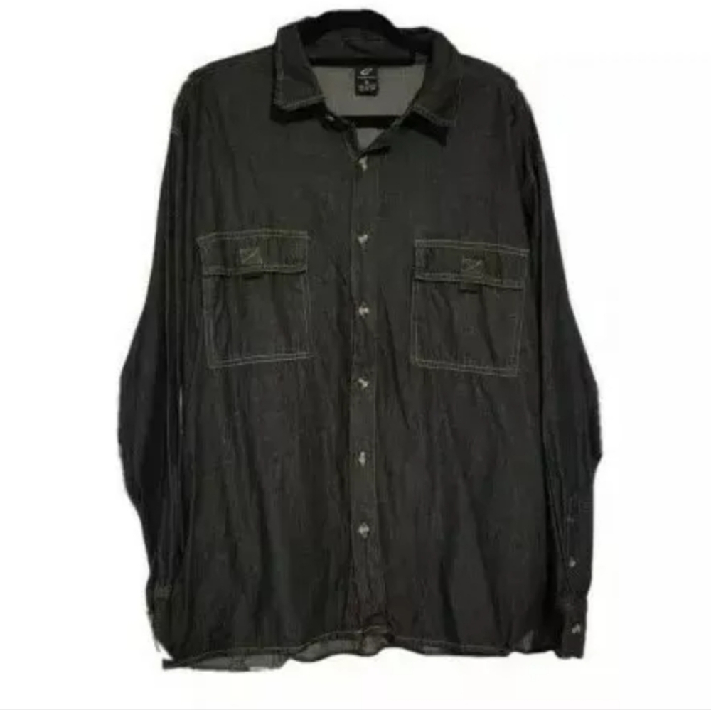 Claudio Nucci Men's Denim Shirt Long Sleeve Made in Russia Cotton Ramie XL